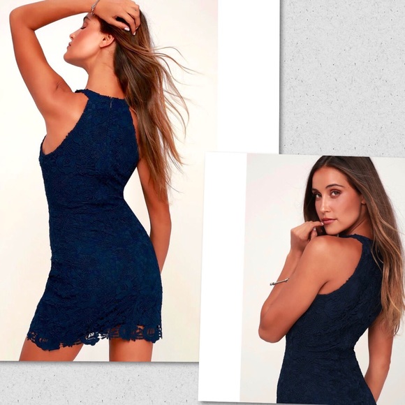 LULU’S LOVE POEM NAVY BLUE LACE DRESS - Picture 8 of 8